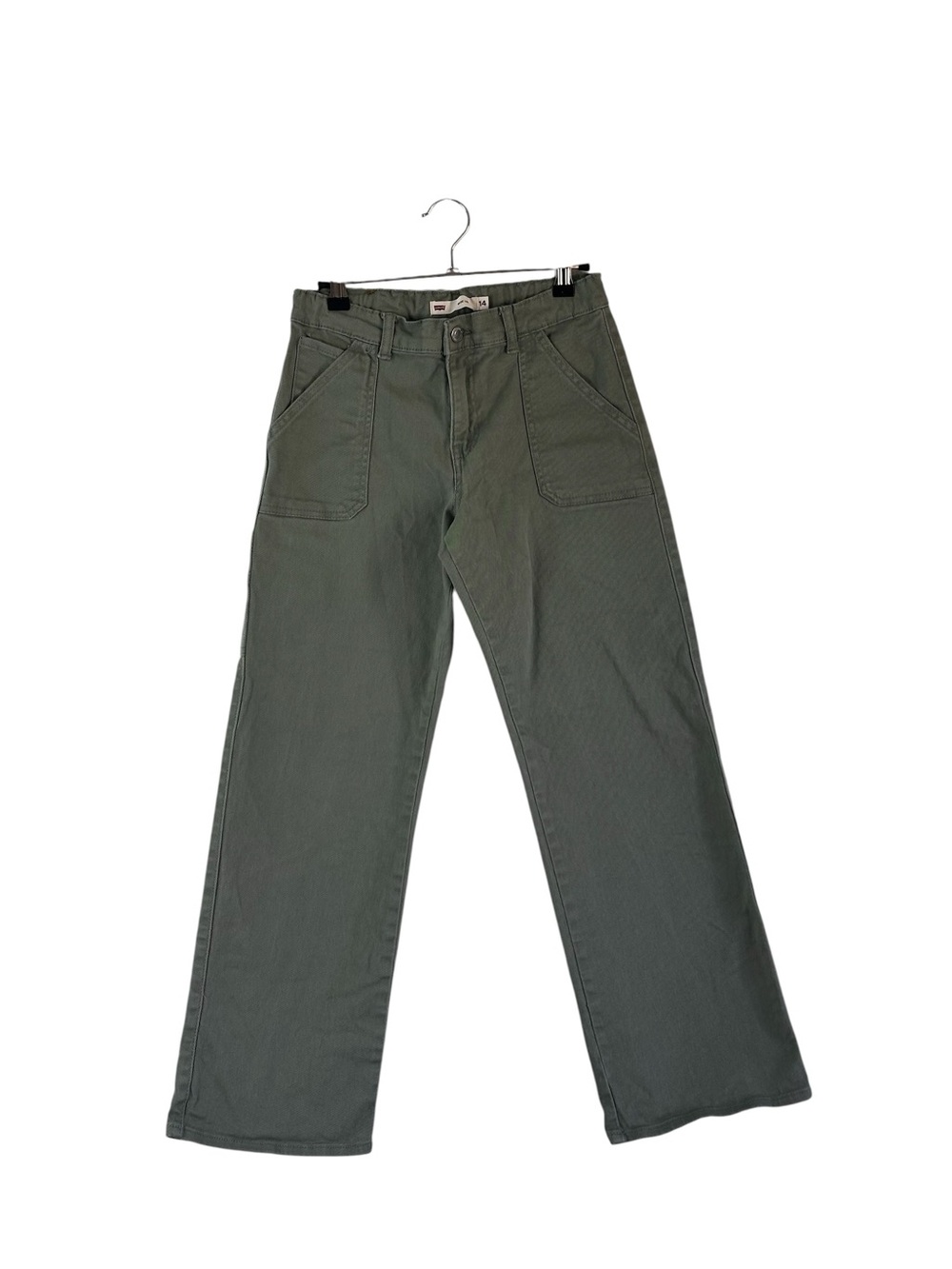 Levi’s Girls Wide Leg Carpenter Pants Size 14 Sage Green Y2K Utility Skater